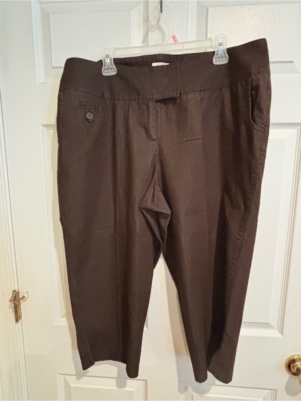 Cato Woman 18W Brown Cropped Pants - Capri Work Pants - Stretch